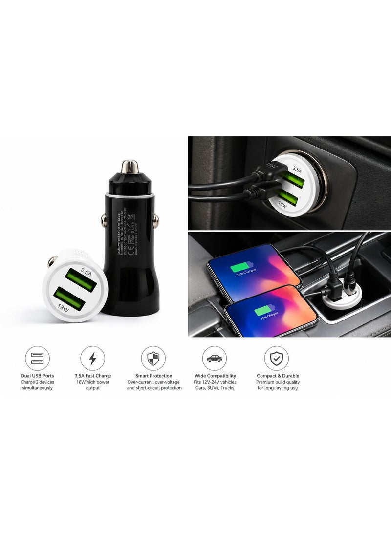 العييجة شاحن سيارة صغير بقوة 30 واط بمنفذين USB، ضمان سنة، قابس ولاعة سريع الشحن متوافق مع iPhone وXiaomi وHuawei وSamsung، شحن سريع وآمن للهاتف داخل السيارة 10500080 - Image 3