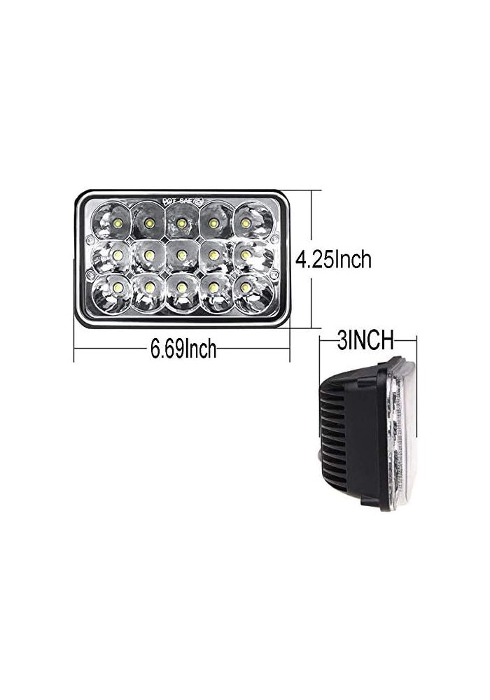 AMUNIESUN مصابيح أمامية LED معتمدة من DOT AMUNIESUN 4 قطع 4X6 لشاحنات بيتر بيل - Image 3
