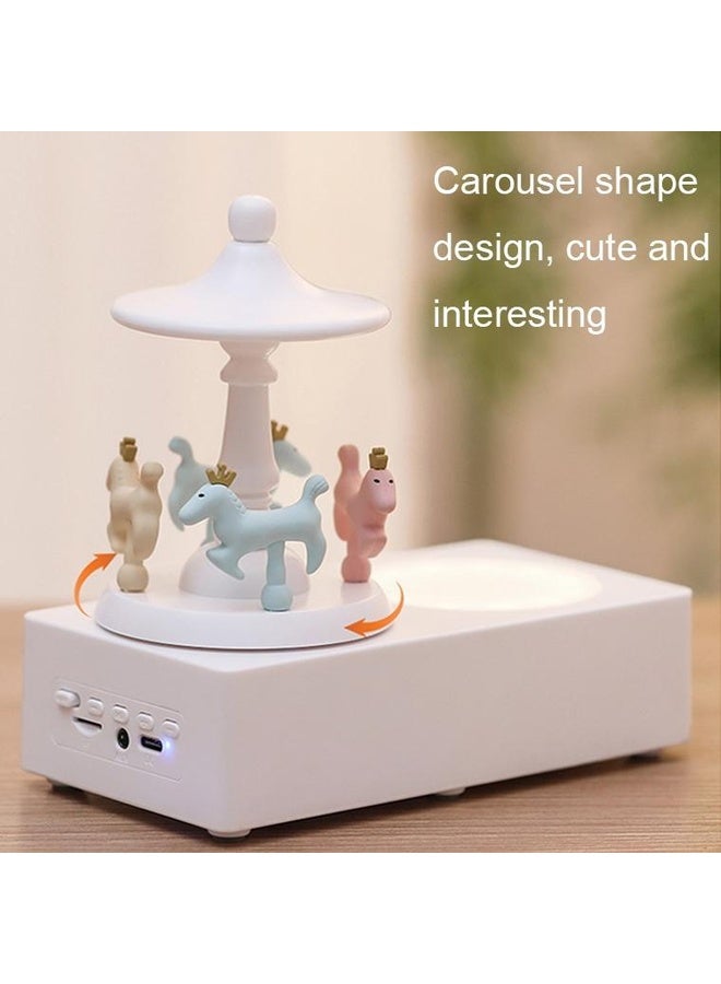 HuHa Carousel Shape Night Light Cute Wireless Bluetooth Speaker(White) - Image 3