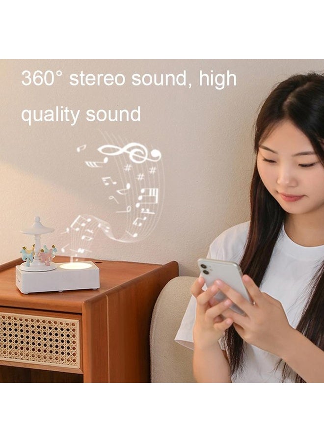 HuHa Carousel Shape Night Light Cute Wireless Bluetooth Speaker(White) - Image 5