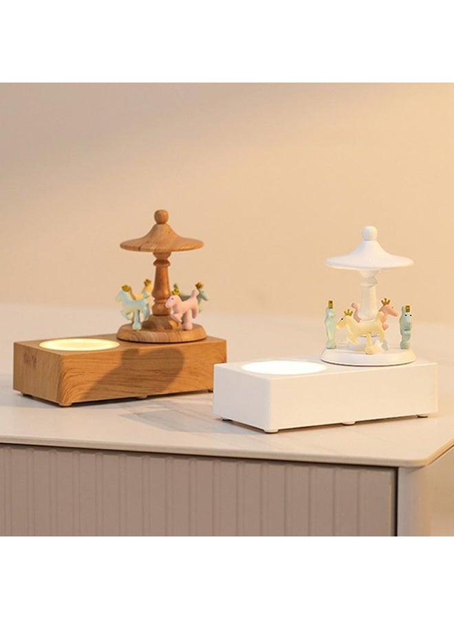 HuHa Carousel Shape Night Light Cute Wireless Bluetooth Speaker(White) - Image 2