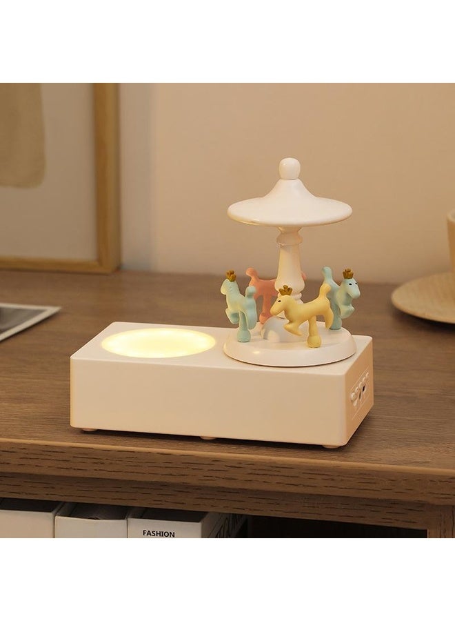HuHa Carousel Shape Night Light Cute Wireless Bluetooth Speaker(White) - Image 1