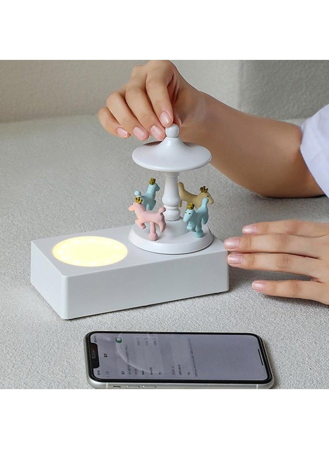 HuHa Carousel Shape Night Light Cute Wireless Bluetooth Speaker(White) - Image 4