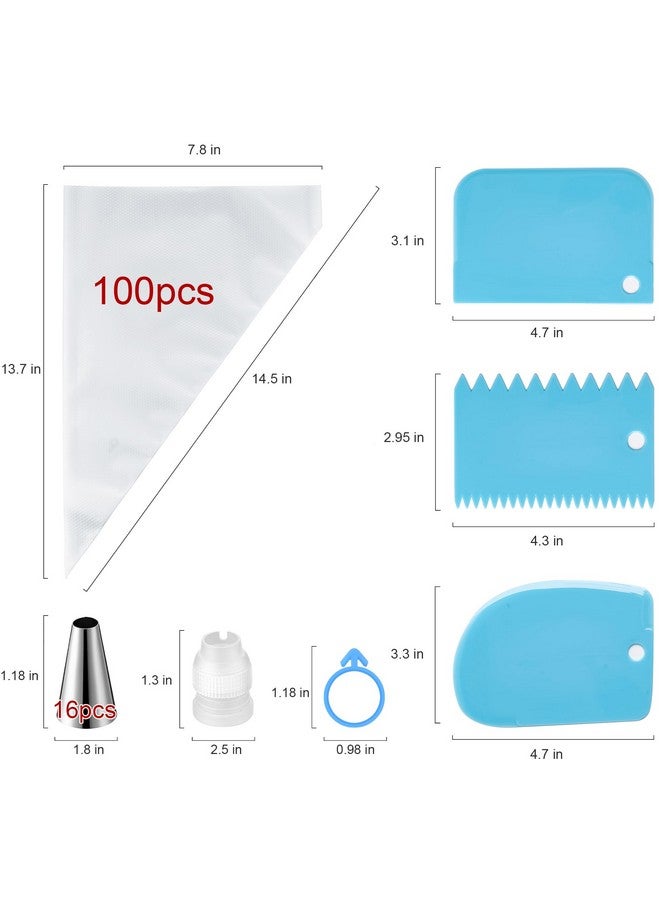 BOOMIBOO Piping Bags and Tips Set, Cakes Decorating Supplies Kit with 100pcs 12 Inch Pastry Bags, 16 Piping Tips, 3 Cake Scraper, 2 Couplers, 2 Bag Ties, Simple and Convenient Baking Supplies Set - Image 2