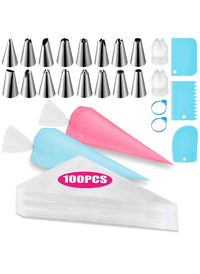 BOOMIBOO Piping Bags and Tips Set, Cakes Decorating Supplies Kit with 100pcs 12 Inch Pastry Bags, 16 Piping Tips, 3 Cake Scraper, 2 Couplers, 2 Bag Ties, Simple and Convenient Baking Supplies Set - Image 1