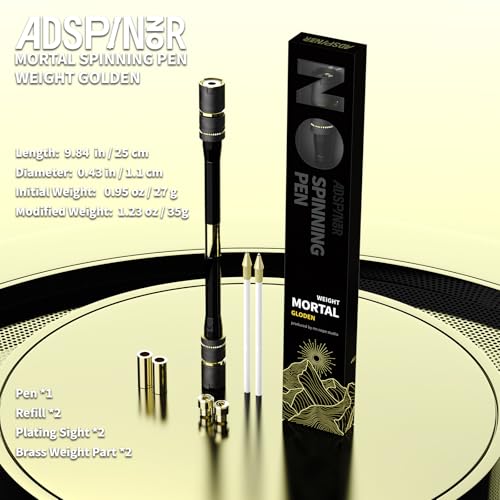 ADSPINZOR Mr. Nope Weighted Mortal Spinning Pen Mod Advanced Trick Spin Pen for Precision & Practice Heavier, Balanced, Anti-Slip Grip, Writable Brass Weights (Gold) - Image 2