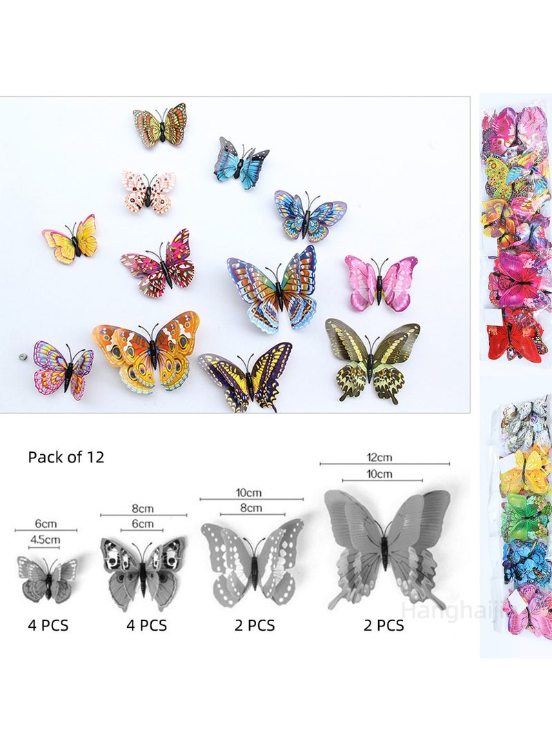Hanghaijia 12 PCS 3D stereo simulation double layer butterfly living room wall scene decoration wall stickers bedroom room kindergarten creative refrigerator stickers - Image 4