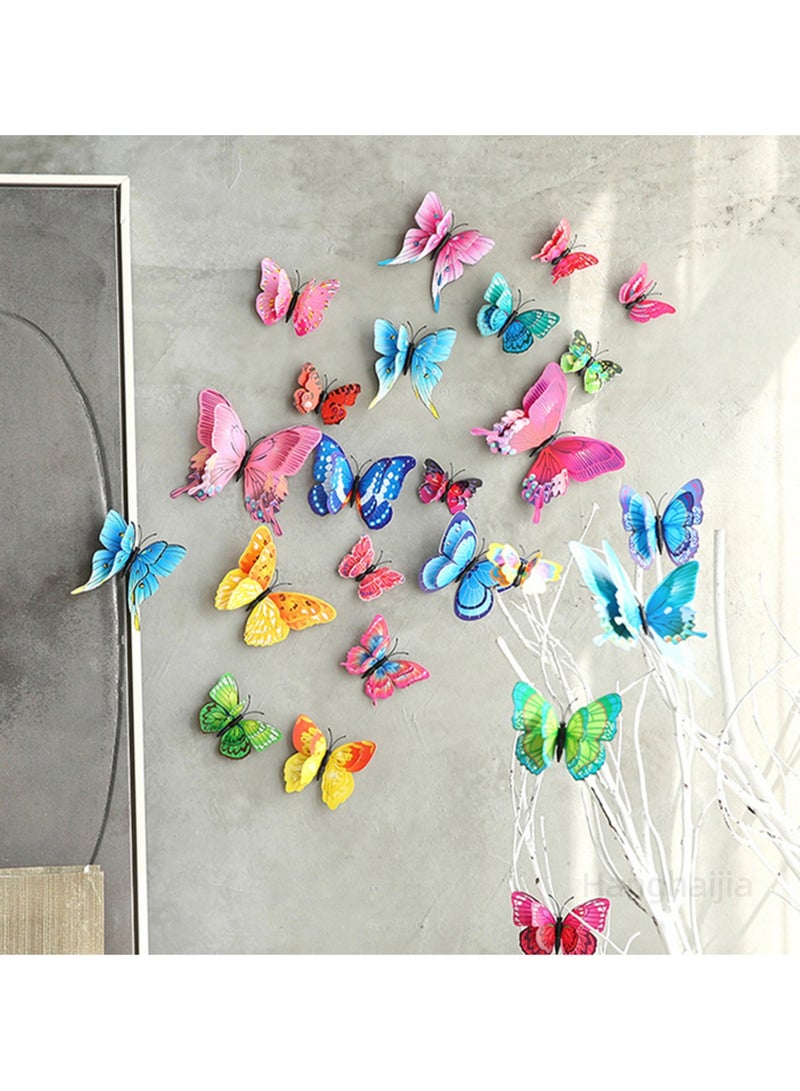 Hanghaijia 12 PCS 3D stereo simulation double layer butterfly living room wall scene decoration wall stickers bedroom room kindergarten creative refrigerator stickers - Image 2