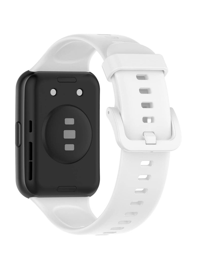 حزام ساعة من السيليكون متوافق مع ساعة Huawei Watch Fit 2، حزام ساعة رياضي من السيليكون، سوار معصم (أبيض) - Image 2