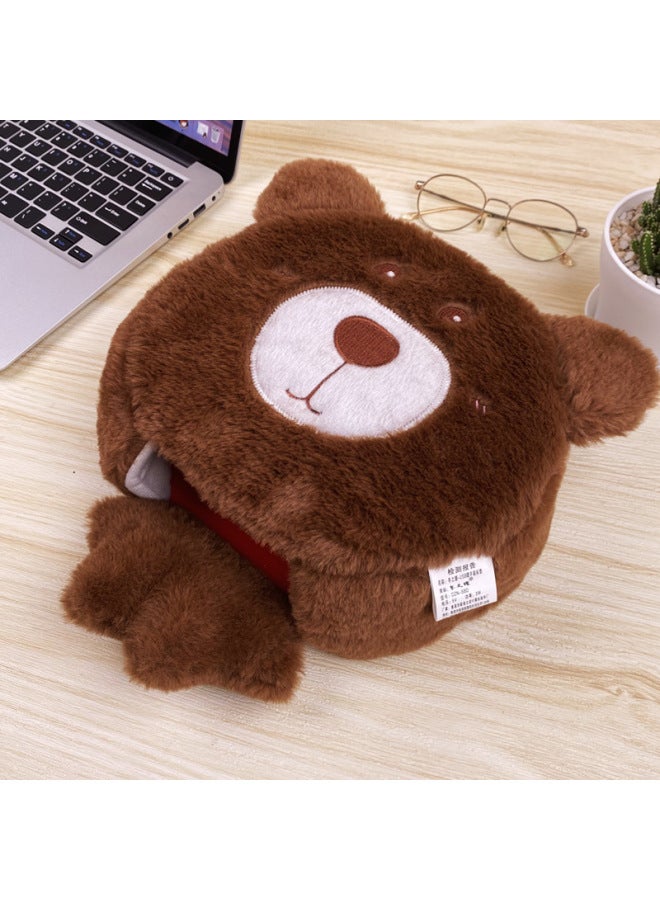 Winter Heating Hand Warmer Mouse Pad With Wrist Winter Mouse Cover Warm Computer Men's Fleece-lined Thickened Gloves-Pattern:Cute Bear (upgraded Velvet, Thickened And Enlarged Imitation Rabbit Fur)  - Image 1