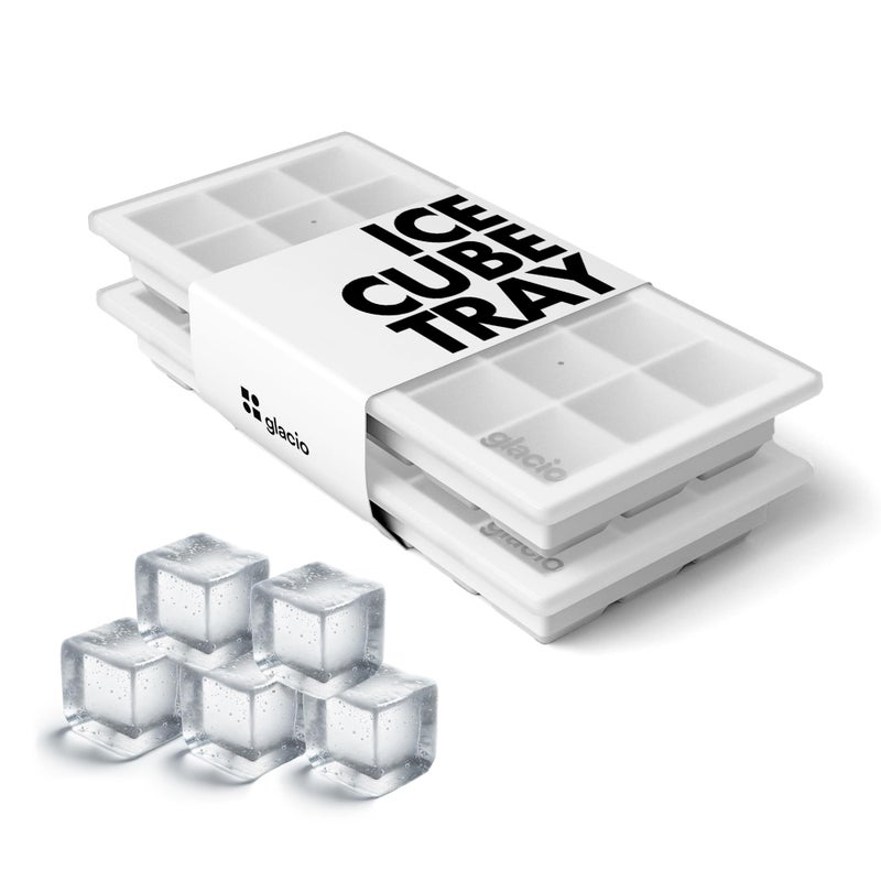 glacio Ice Cube Tray â€“ Small Silicone Molds with Lids, BPA-Free and Flexible for Cocktails and Beverages â€“ Set of 2 - Image 1