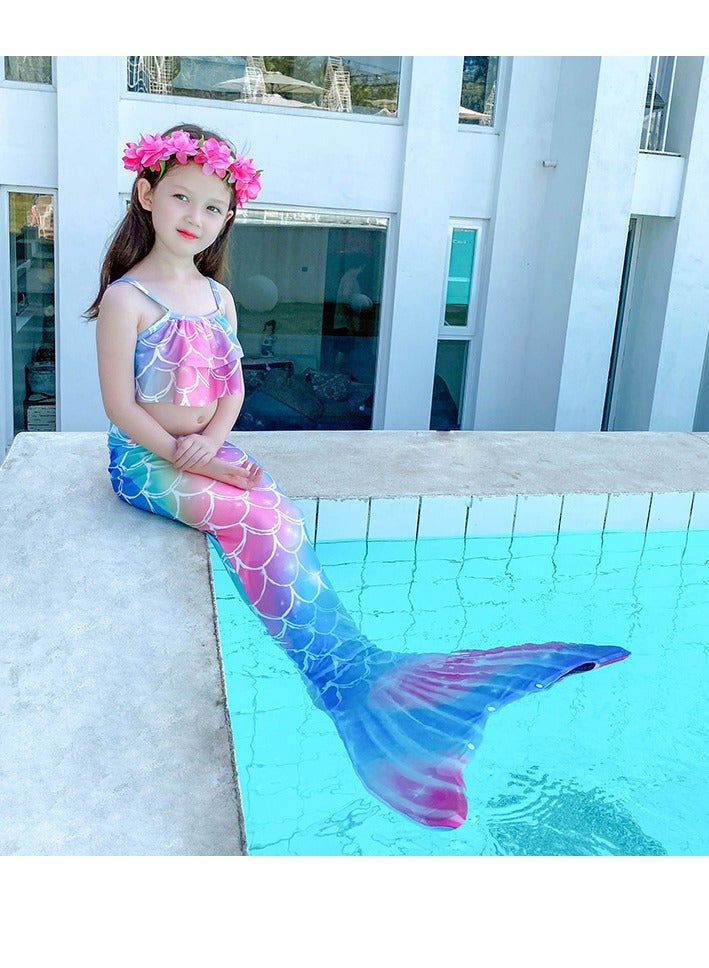 كول بيبي بدلة سباحة للفتيات من COOLBABY مكونة من ثلاث قطع للأطفال بتصميم حورية البحر بذيل حورية البحر (120 مقاسًا) - Image 3