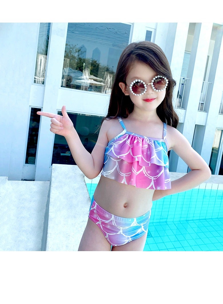 كول بيبي بدلة سباحة للفتيات من COOLBABY مكونة من ثلاث قطع للأطفال بتصميم حورية البحر بذيل حورية البحر (120 مقاسًا) - Image 5