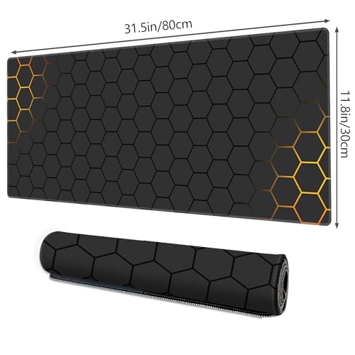 Galdas Mouse Pad for Gaming,XXL XL Large Mouse Mat Long Extended Mousepad Desk Mat Non-Slip Rubber Mice Pads Stitched Edges Thin (31.5 x 11.8 x 0.12 Inches) Grid - Image 2