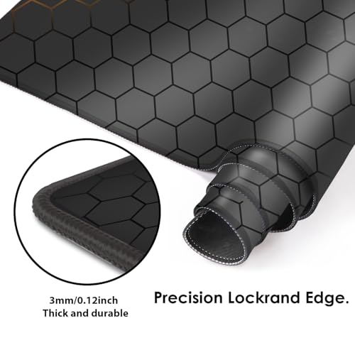 Galdas Mouse Pad for Gaming,XXL XL Large Mouse Mat Long Extended Mousepad Desk Mat Non-Slip Rubber Mice Pads Stitched Edges Thin (31.5 x 11.8 x 0.12 Inches) Grid - Image 4
