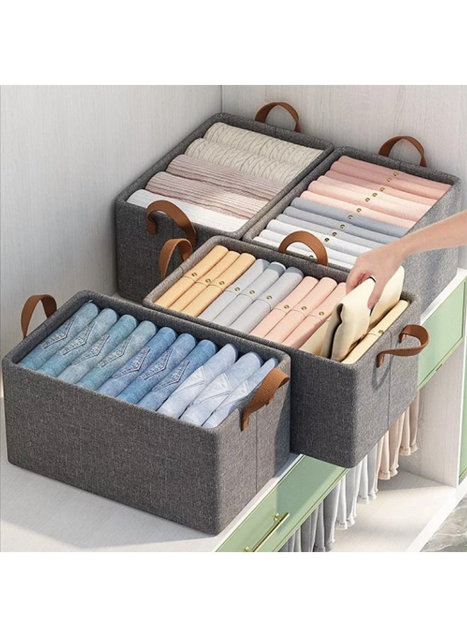 Closet Clothes Organizer with Handle Fabric storage Box with Steel Frame Stackable Shelf Storage Baskes Foldable - Image 1