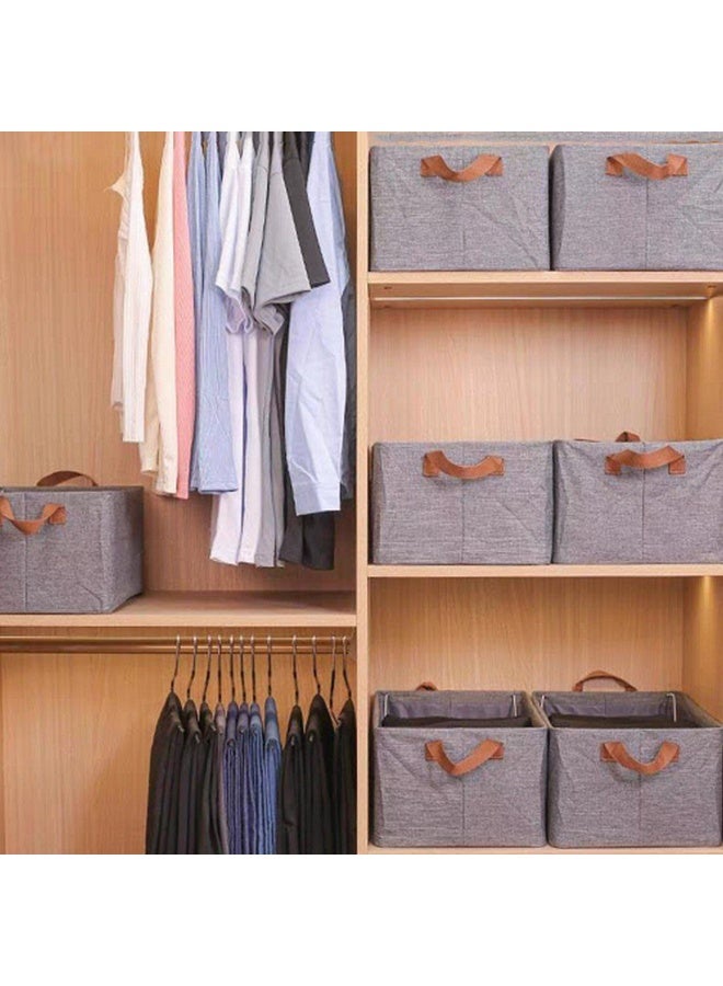 Closet Clothes Organizer with Handle Fabric storage Box with Steel Frame Stackable Shelf Storage Baskes Foldable - Image 4
