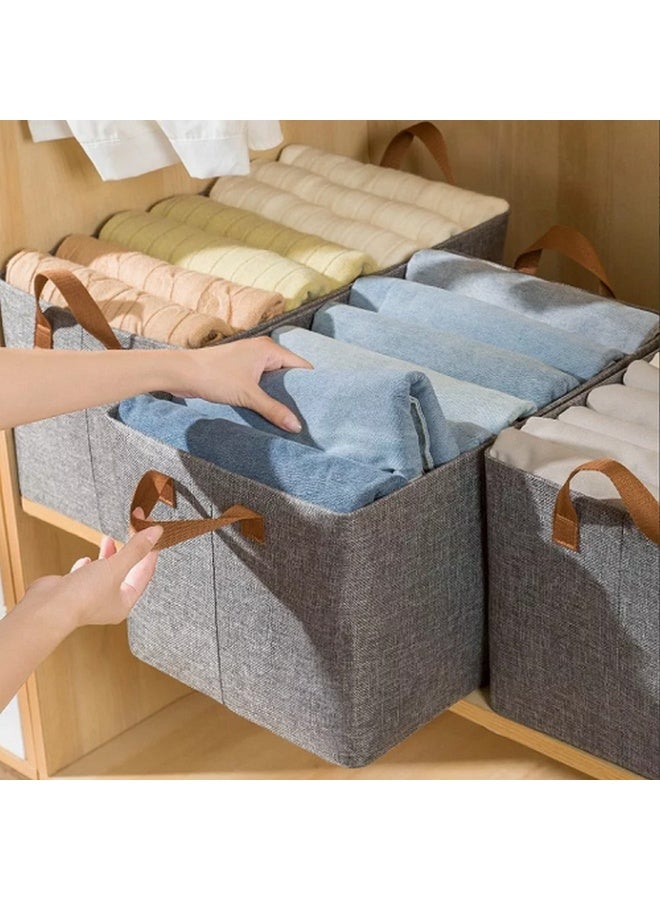 Closet Clothes Organizer with Handle Fabric storage Box with Steel Frame Stackable Shelf Storage Baskes Foldable - Image 3