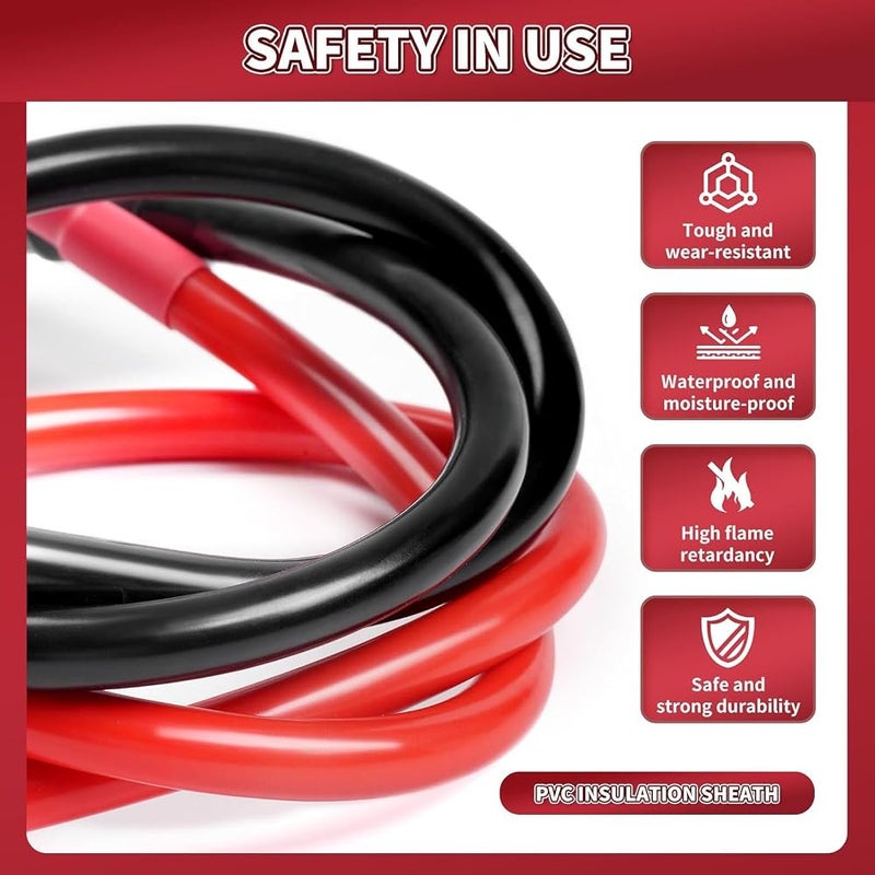 Odluzy 4AWG 11.8-Inches Battery Cables Set, (1 Positive & 1 Negtive) with 3/8" M10 Lug Terminals, Ground Cable for Motorcycle, Car, Truck, Rv, Boat, 2 Pcs - Image 4