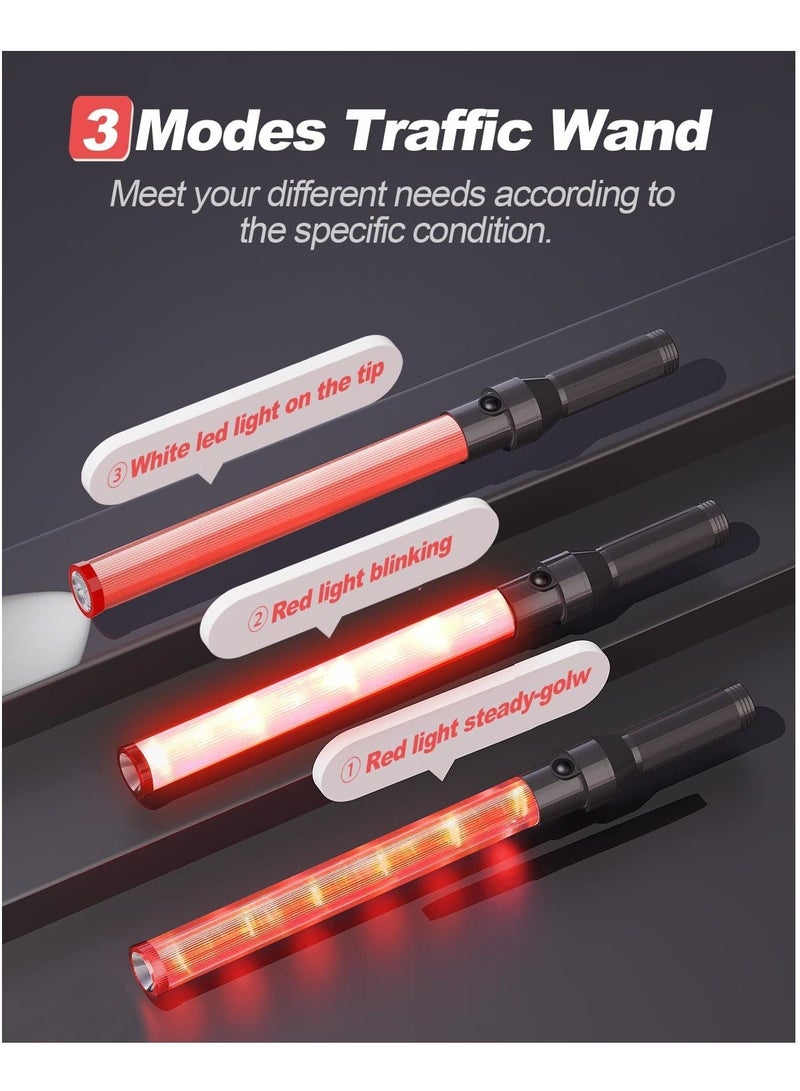 إسكدنيا Traffic Wand 21inch LED Traffic Control Baton Night Safety Signal Wand with 3 Flashing Modes Air Marshaling Signal Wand Plus White LED on Tip for Airport Car Directing Outdoor Camping 2Pcs - Image 4