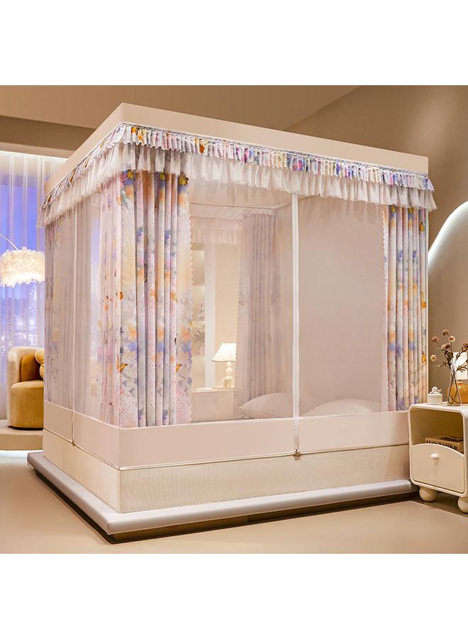 Bluejw 360-degree Anti-mosquito Integrated Shading Anti-fall Mosquito Net Three-door Baking Varnish Bracket Encryption Net Yarn Back To The Bottom Square Net - Image 1