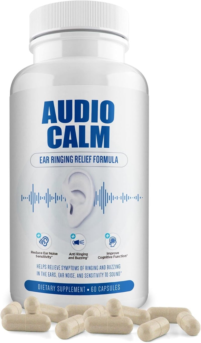 BACTICURE Audio Calm  Tinnitus Relief for Ringing Ears  Ear Health Vitamins  Natural Stop Tinnitus Relief Solution  Rapid Ear Ringing Relief Buzzing Clicking and Reduce Ear Noise  60 Capsules 1 - Image 1