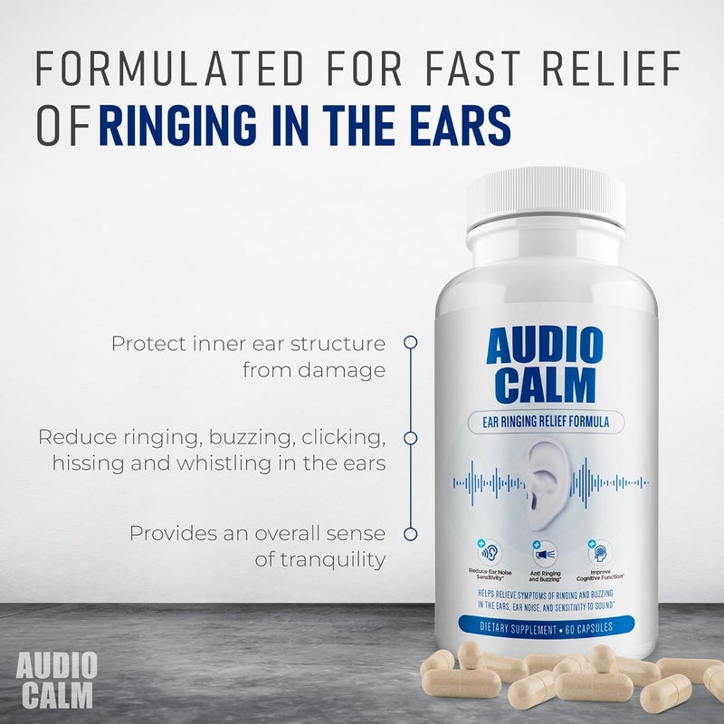 BACTICURE Audio Calm  Tinnitus Relief for Ringing Ears  Ear Health Vitamins  Natural Stop Tinnitus Relief Solution  Rapid Ear Ringing Relief Buzzing Clicking and Reduce Ear Noise  60 Capsules 1 - Image 2