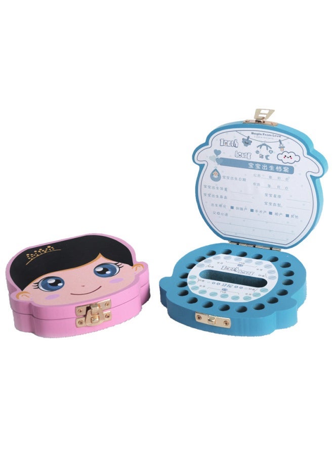 Children's Deciduous Teeth Commemorative Box Girl's Deciduous Teeth Box Boy's Teeth Collection Box Wooden Baby Color Teeth Preservation Box-Color:French Blue - Image 5