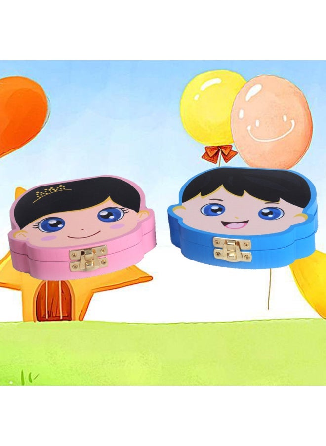 Children's Deciduous Teeth Commemorative Box Girl's Deciduous Teeth Box Boy's Teeth Collection Box Wooden Baby Color Teeth Preservation Box-Color:French Blue - Image 1