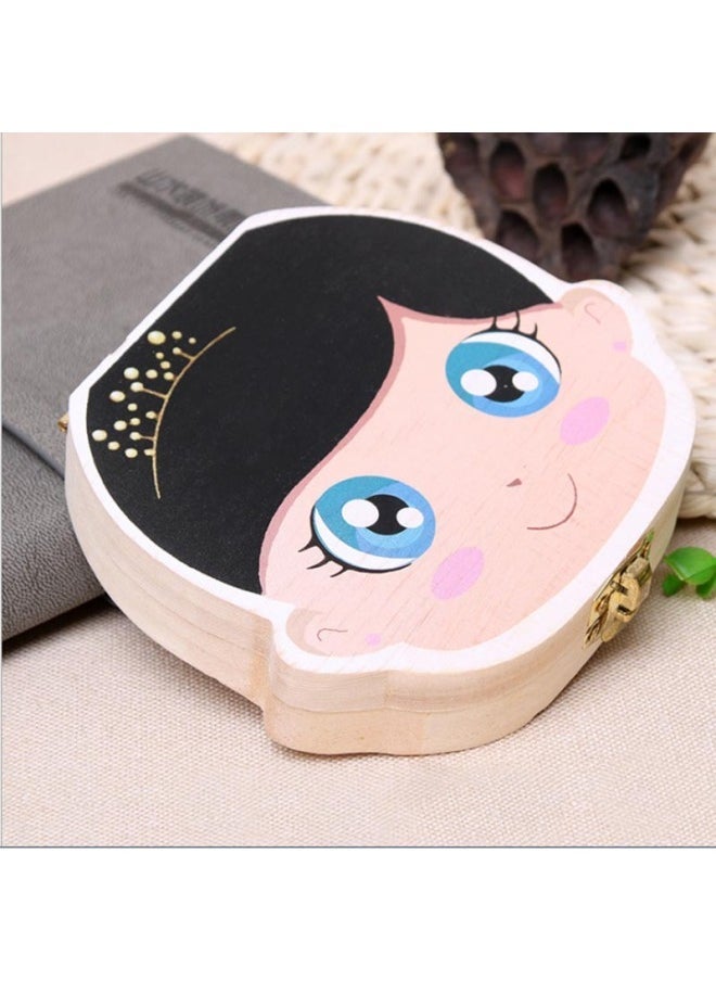 Children's Deciduous Teeth Commemorative Box Girl's Deciduous Teeth Box Boy's Teeth Collection Box Wooden Baby Color Teeth Preservation Box-Color:French Blue - Image 3