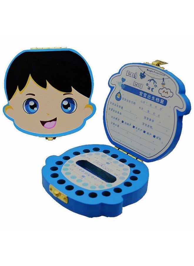 Children's Deciduous Teeth Commemorative Box Girl's Deciduous Teeth Box Boy's Teeth Collection Box Wooden Baby Color Teeth Preservation Box-Color:French Blue - Image 4
