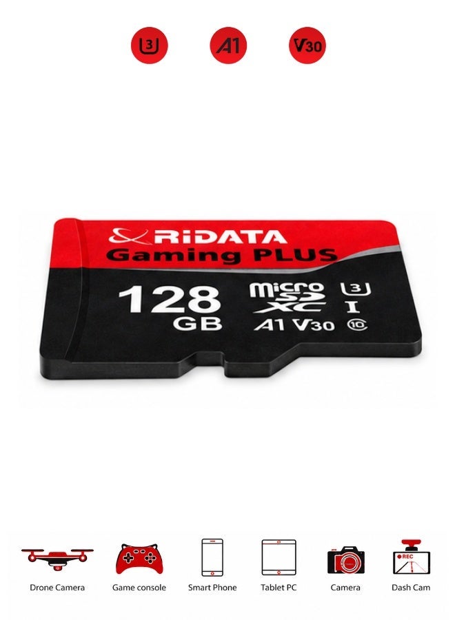 Ridata كرت ذاكرة RiDATA سعة 128GB microSDXC U3 V30 A1 – مخصص للداش كام و4K والالعاب – سرعة عالية وثبات تسجيل مستمر - Image 3