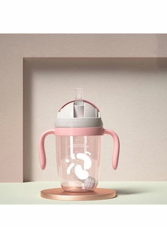 Excefore Sippy Cups for 6+ Months Baby Baby Cup 300ml Weighted Straw& Easy-Grip Handles Baby Water Bottle with Simple Flip-Top Lid Trainer Cup for Independent Drinking 360°Spill-Free Toddler Cup (Pink)  - Image 1