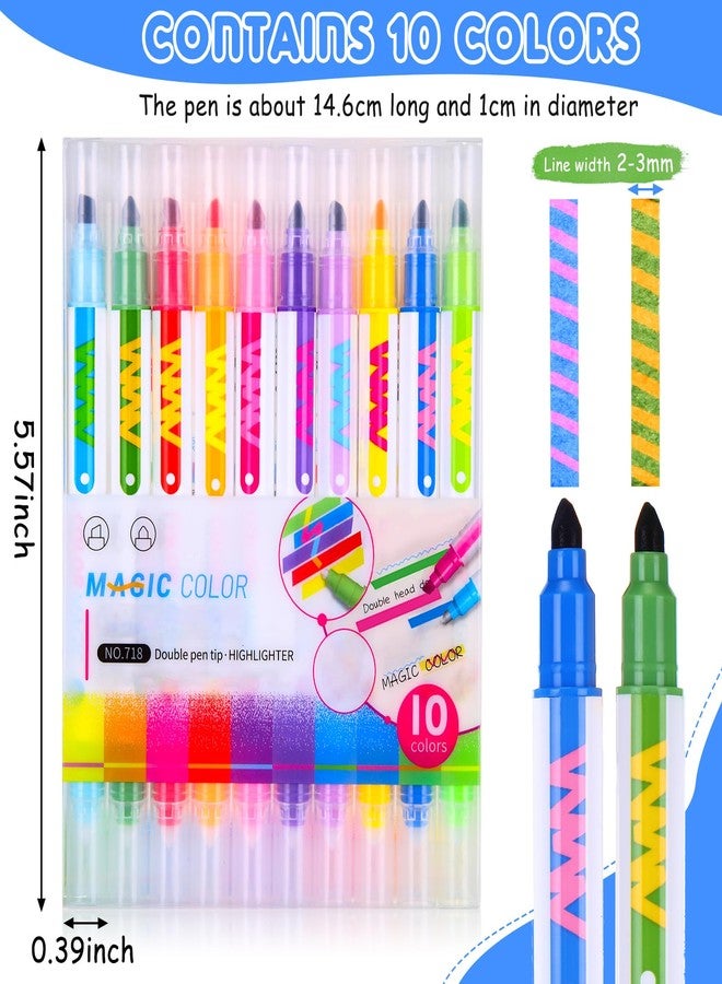 Marspark 50 Pcs Magic Color Changing Markers Bulk Assorted Colors Fluorescent Erasable Highlightes Pens Double Head Highlighter for School Office DIY Cartoon Diary Note Taking Drawing - Image 2