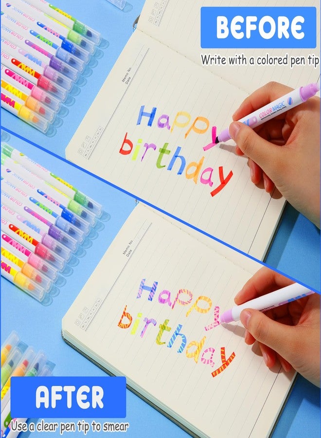 Marspark 50 Pcs Magic Color Changing Markers Bulk Assorted Colors Fluorescent Erasable Highlightes Pens Double Head Highlighter for School Office DIY Cartoon Diary Note Taking Drawing - Image 4