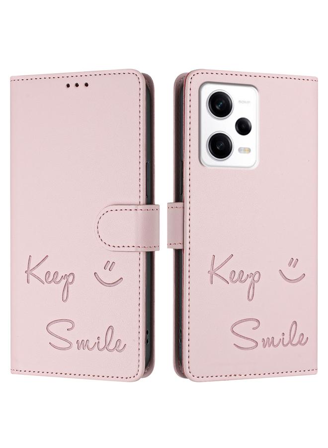 اس-توب جراب لهاتف Redmi Note 12 Pro 5G عالمي / هندي جراب هاتف جلدي بنقش ابتسامة بتقنية RFID - Image 3