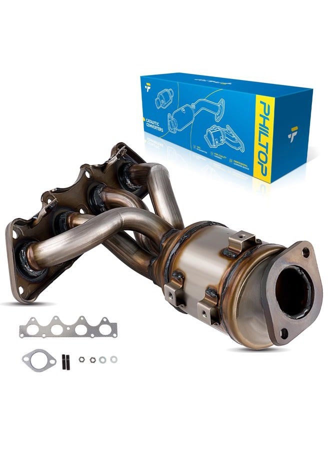 PHILTOP Front Catalytic Converter Kit Compatible with Hyundai Kia, 2012-2019 Accent/Soul/Rio 1.6L, 2012-2017 Veloster 1.6L, Naturally Aspirated Catalytic Converter 16680(EPA Compliant) - Image 1