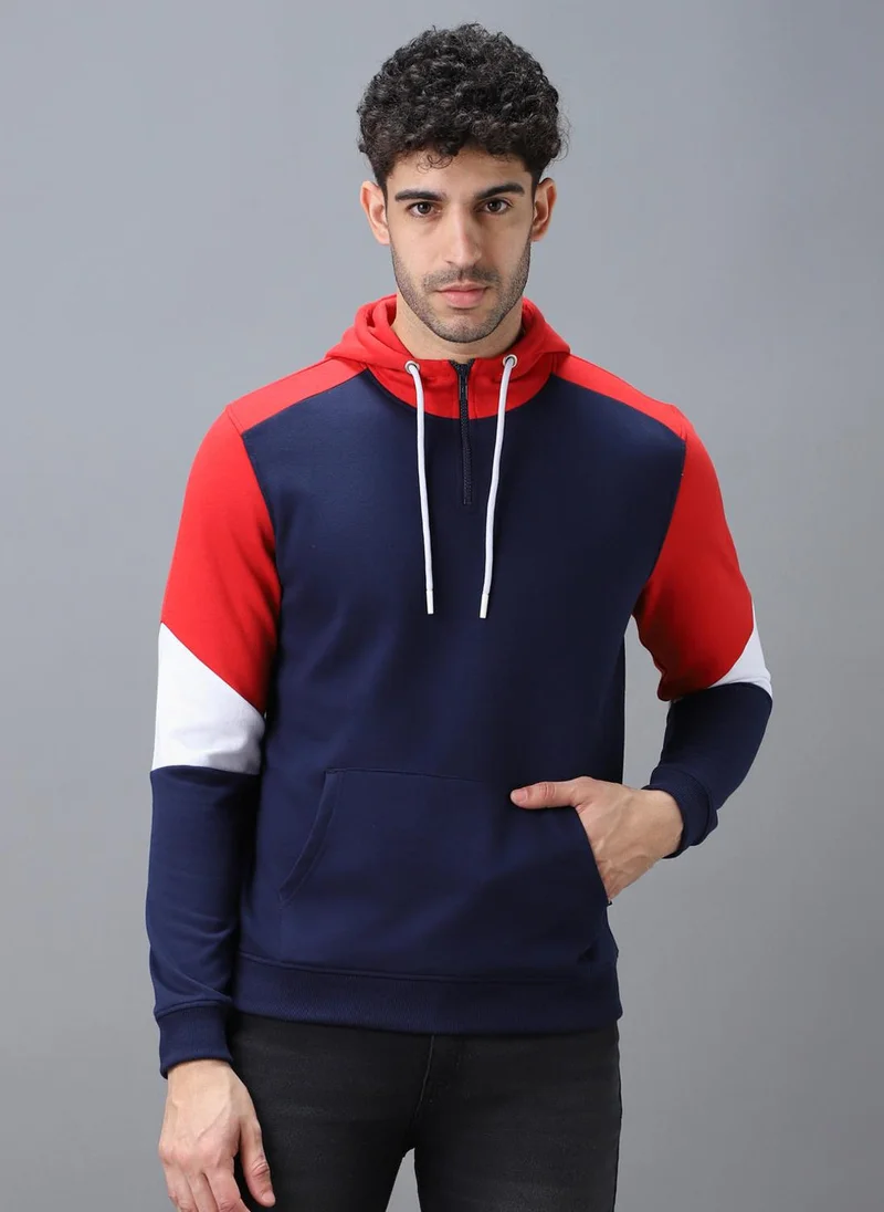 Urbano Fashion  Urbano Fashion Men's Blue, Red Cotton Color Block Hooded Neck Sweatshirt for Men | Best Price UAE