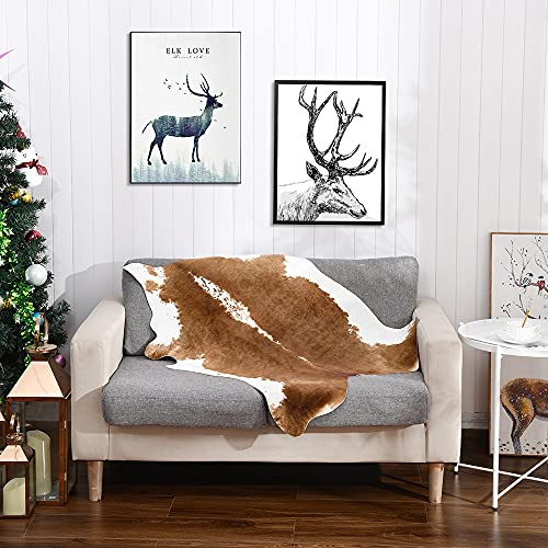 BENRON Small Cowhide Rug, Faux Cow Hide Rugs for Entryway Kitchen Hallyway Western Home Decor, Non Slip Cute Rug with Irregular Animal Skins and Hides, Khaki Brown, 2.3 x 3.6ft - Image 3