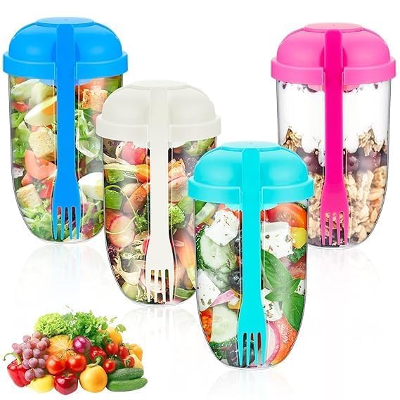 Bitrexup Bitrexup Salad Cup Salad Bowls with Fork Portable Fat Reduction Salad Container Meal Shaker Picnic Bento Food Box Healthy Vegetable Fresh Salad Cup for FitnessExercise  - Image 2