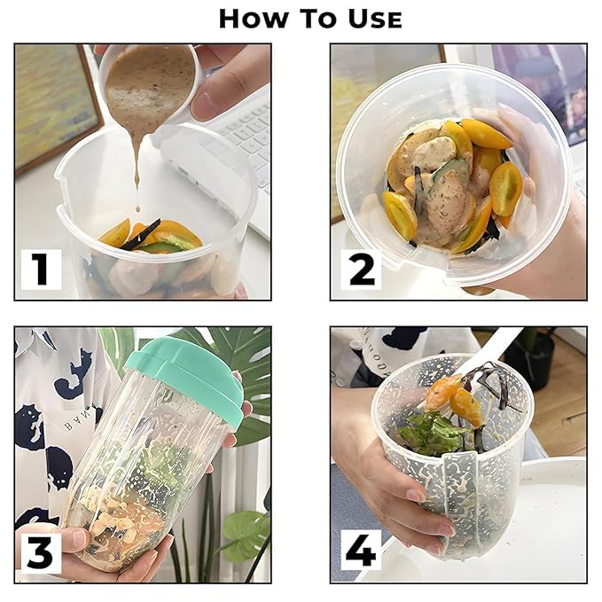 Bitrexup Bitrexup Salad Cup Salad Bowls with Fork Portable Fat Reduction Salad Container Meal Shaker Picnic Bento Food Box Healthy Vegetable Fresh Salad Cup for FitnessExercise  - Image 5
