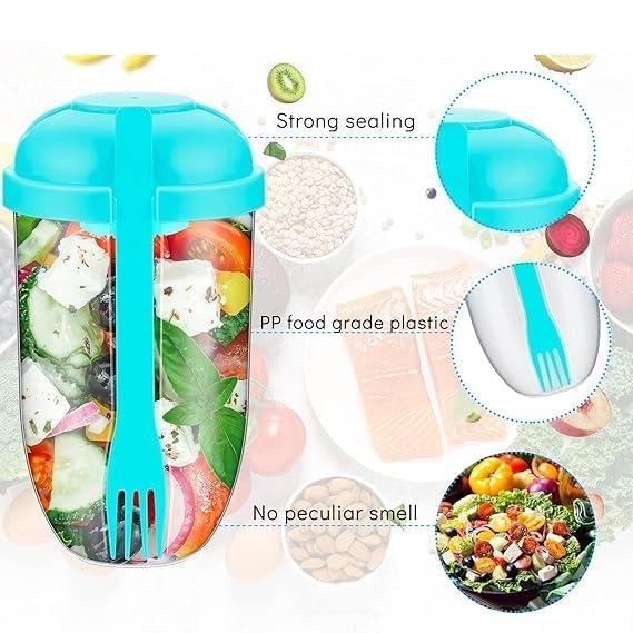 Bitrexup Bitrexup Salad Cup Salad Bowls with Fork Portable Fat Reduction Salad Container Meal Shaker Picnic Bento Food Box Healthy Vegetable Fresh Salad Cup for FitnessExercise  - Image 4