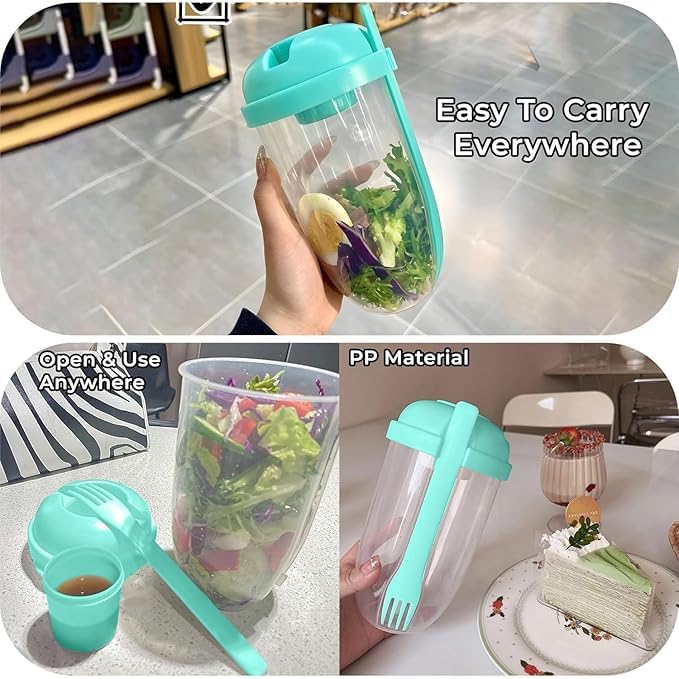 Bitrexup Bitrexup Salad Cup Salad Bowls with Fork Portable Fat Reduction Salad Container Meal Shaker Picnic Bento Food Box Healthy Vegetable Fresh Salad Cup for FitnessExercise  - Image 3