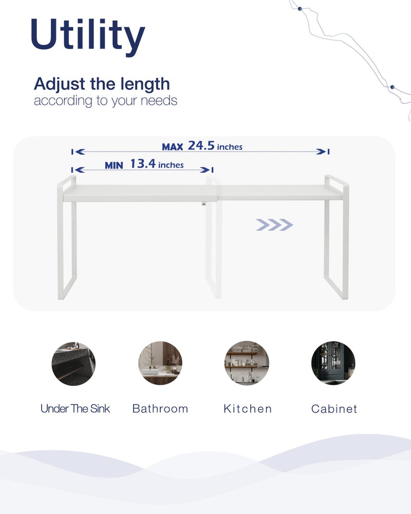 Nxconsu Expandable Cabinet Shelf Organizer Riser for Kitchen Pantry Cupboard Under Sink Countertop Home Storage Organization Rack Space Saver Freestanding Heavy Duty Nonslip Stackable White X Large - Image 4