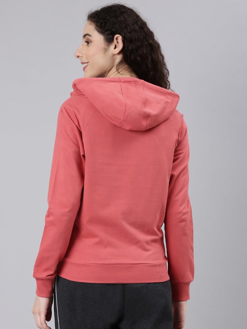 Enamor Women's Polyester Blend Hooded Neck Relaxed Fit Sweatshirt (E903_Mineral Red_2XL) - Image 3