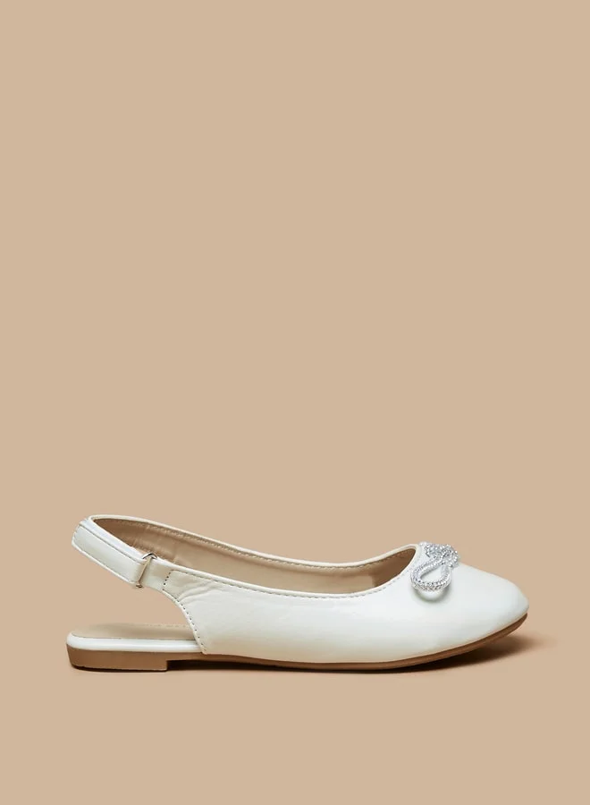 Flora Bella By Shoexpress Girl's Slingback Ballerina Shoes With Embellished Bow Accent Ramadan Collection