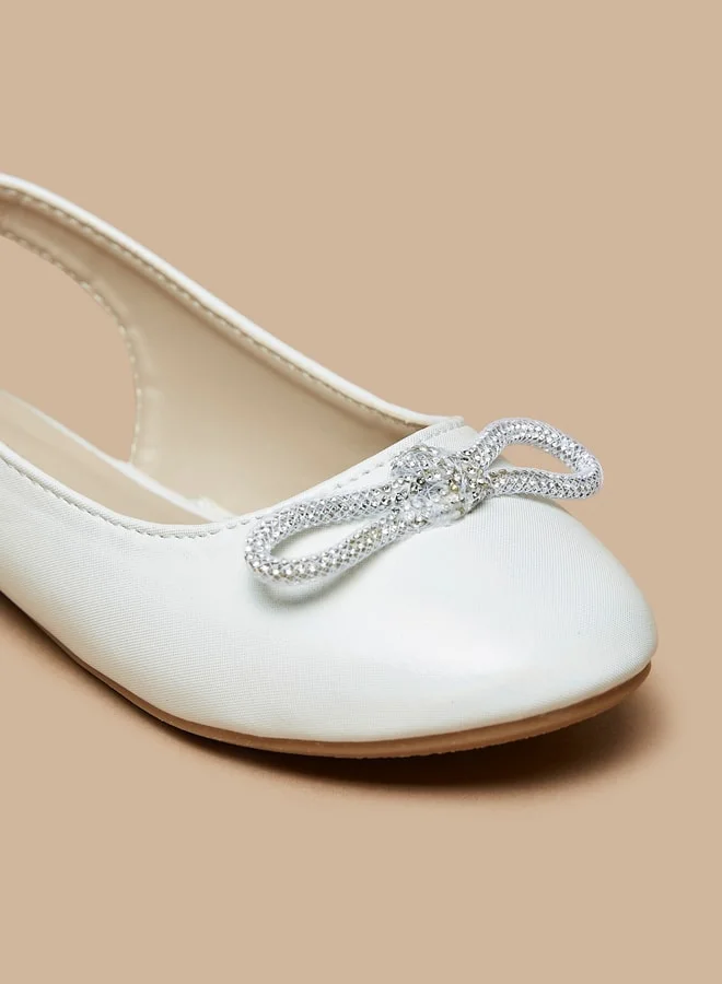 Flora Bella By Shoexpress Girl's Slingback Ballerina Shoes With Embellished Bow Accent Ramadan Collection