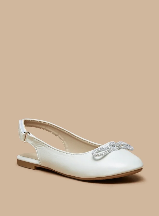 Flora Bella By Shoexpress Girl's Slingback Ballerina Shoes With Embellished Bow Accent Ramadan Collection