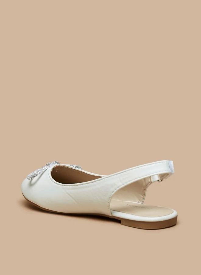 Flora Bella By Shoexpress Girl's Slingback Ballerina Shoes With Embellished Bow Accent Ramadan Collection