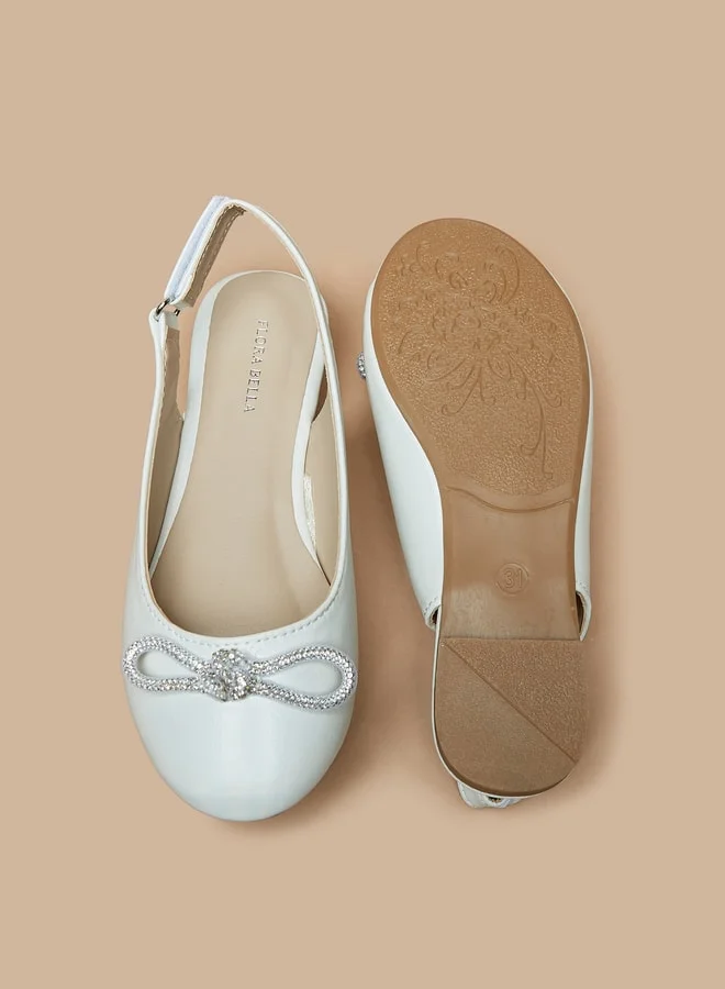 Flora Bella By Shoexpress Girl's Slingback Ballerina Shoes With Embellished Bow Accent Ramadan Collection